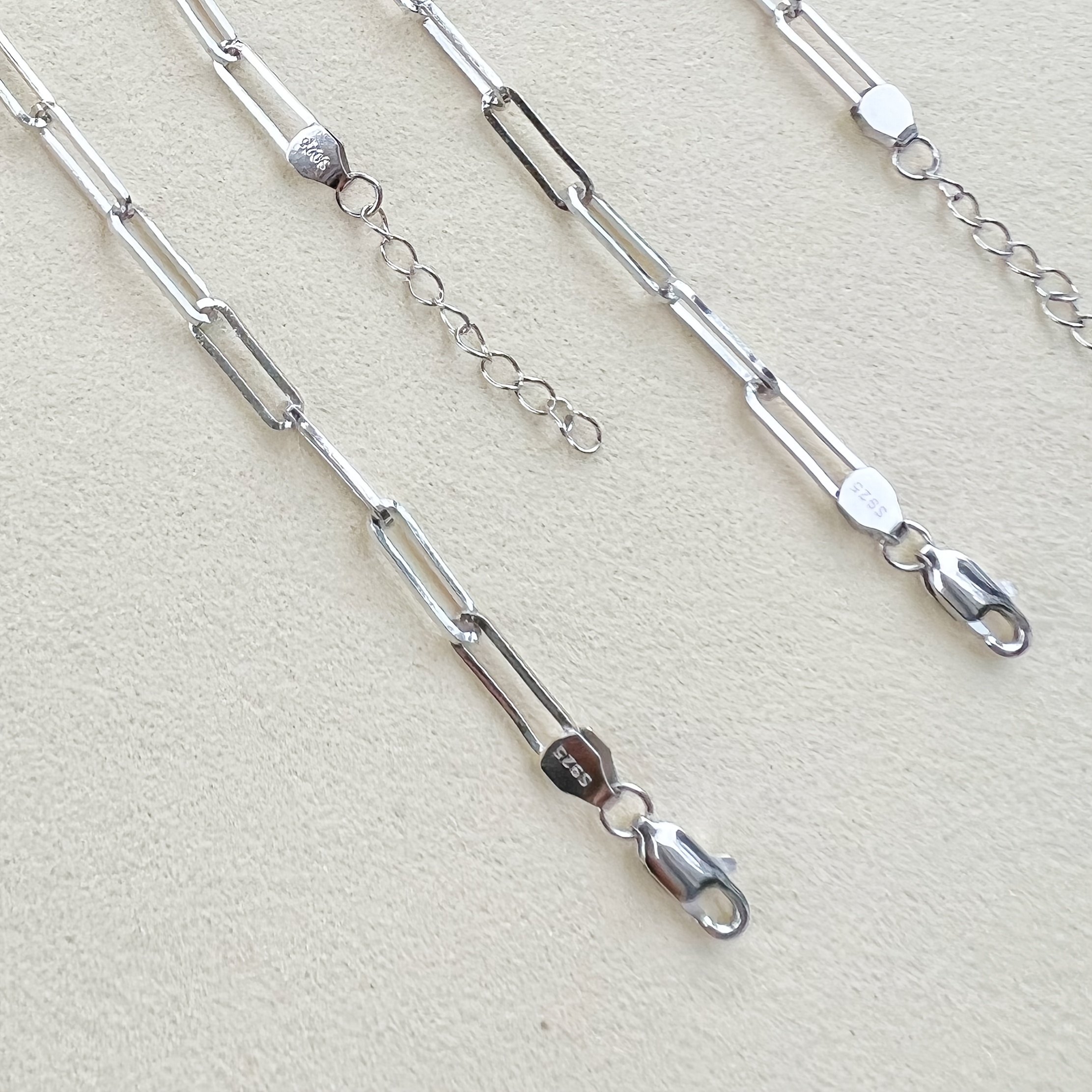 925 Silver Paper Clip Bracelet Adjustable Stackable Minimalist Jewelry